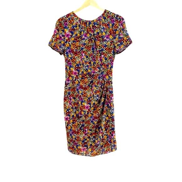 Whistles Multicolor Floral Silk Dora Bodycon Dual Zipper Dress, Size 6 - Picture 4 of 15